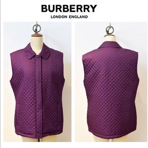 Burberry London purple quilted vest Sz M-L